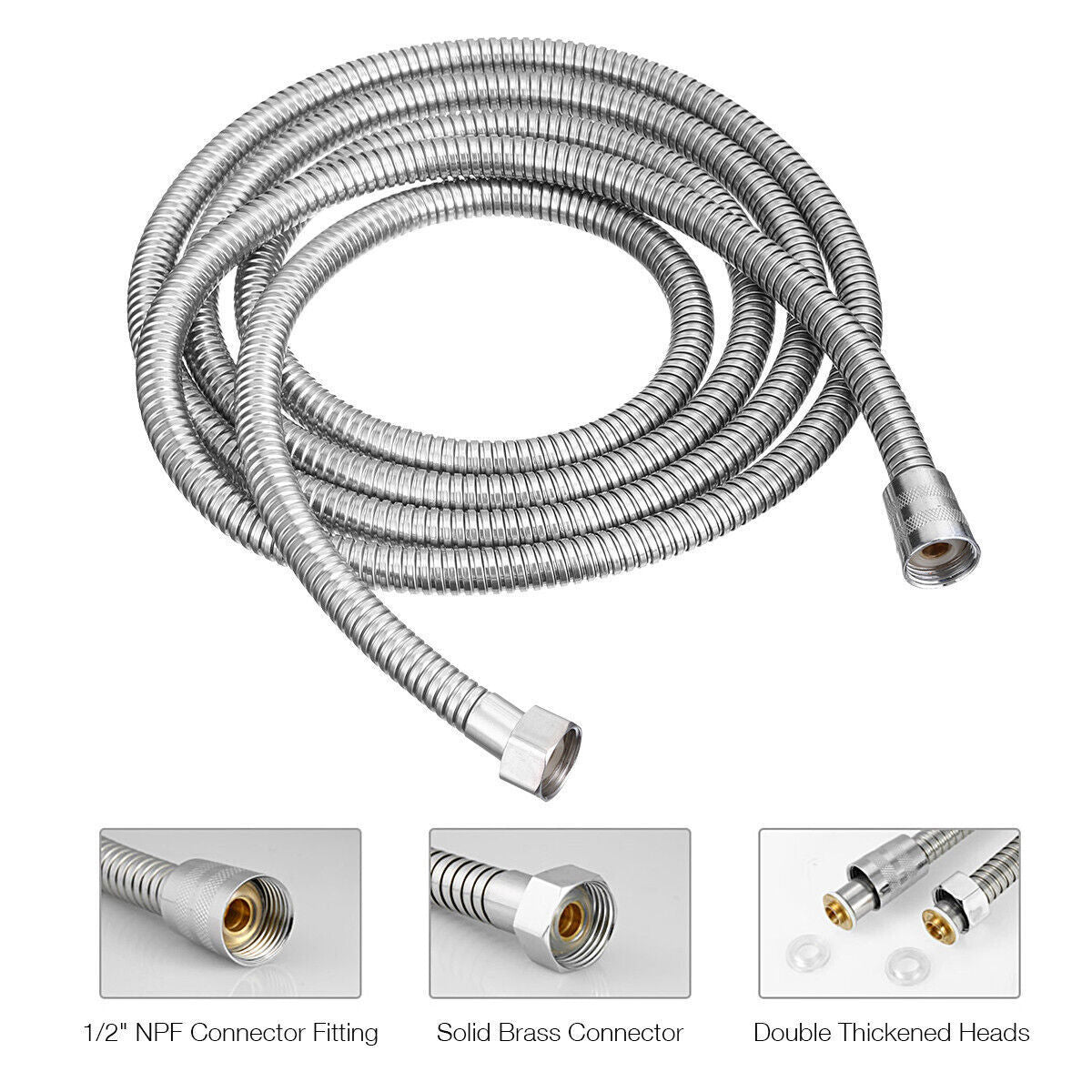 Shower Head Hose 2 Meters 79Inch Extra Long Bathroom Flexible Stainless Steel Pipe Household Flower Wine Shower Hose