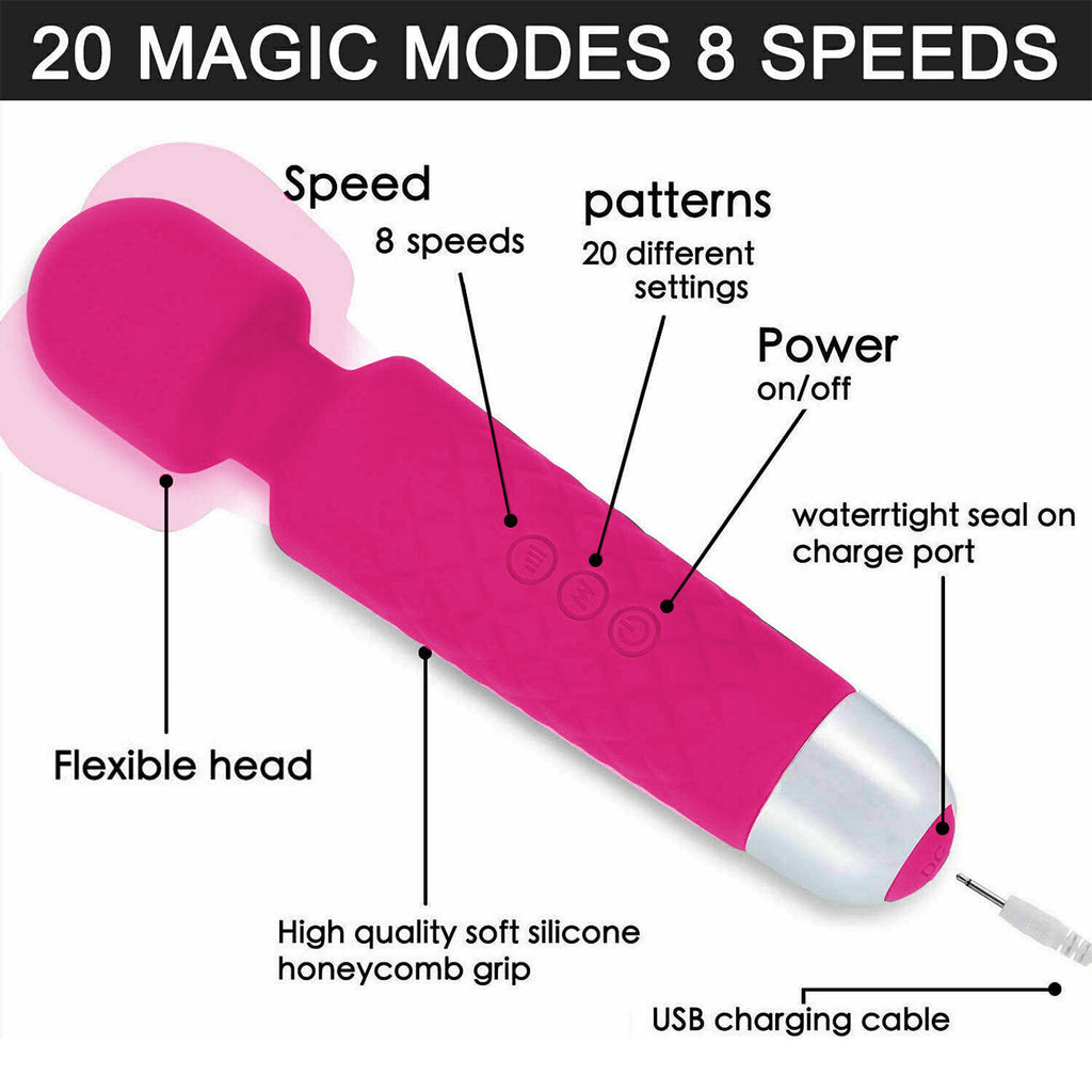 Magic Massage Wand Muscle Relaxation Massager 20 Speed Vibrating Full Body Therapy Motor Vibration