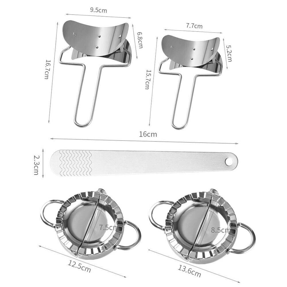 5PCS Dumpling Maker Stainless Steel Dough Press Making Mold Mould Tool