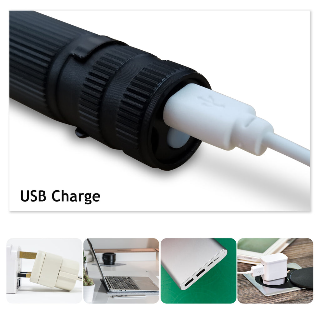 LED Military Flashlight USB Rechargeable Tactical Zoom Torch Most Powerful Mini Pen Light