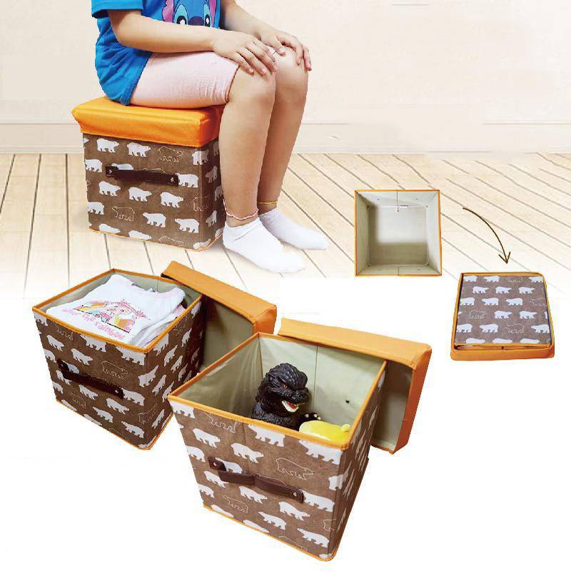 Folding Ottoman Storage Stool Cube Footstool Stool Blanket Box With Cover