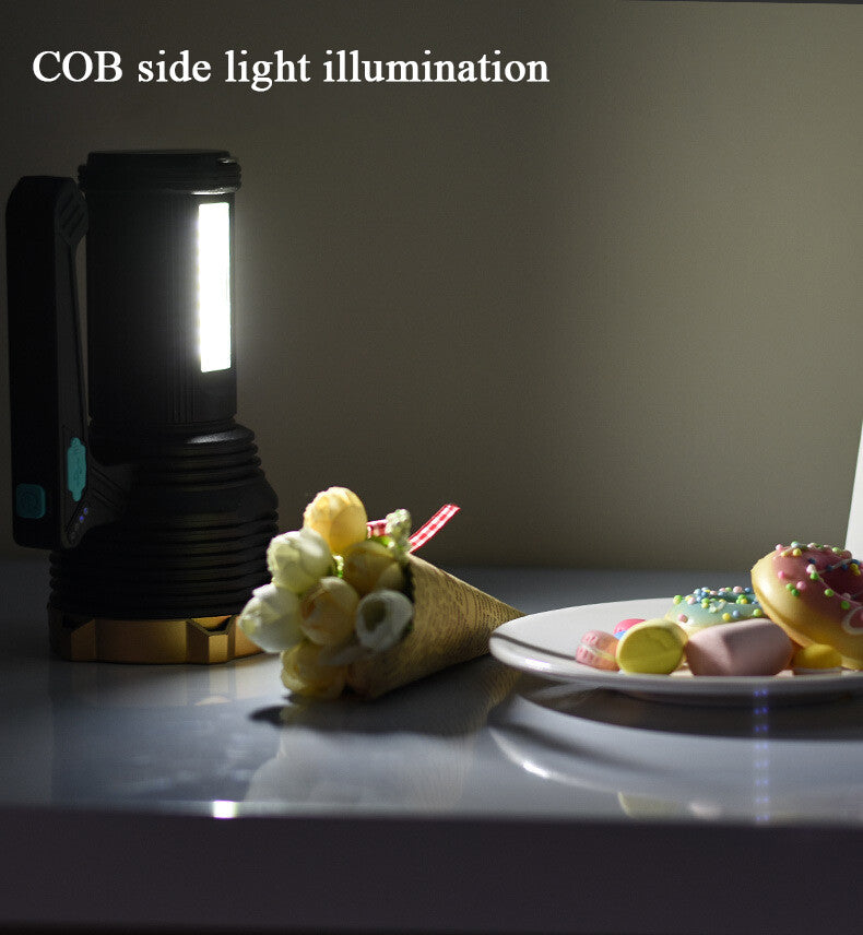 LED Torch USB Rechargeable COB Flashlight Spotlight Camping Light Emergency Lamp 8 Modes Waterproof Work Light