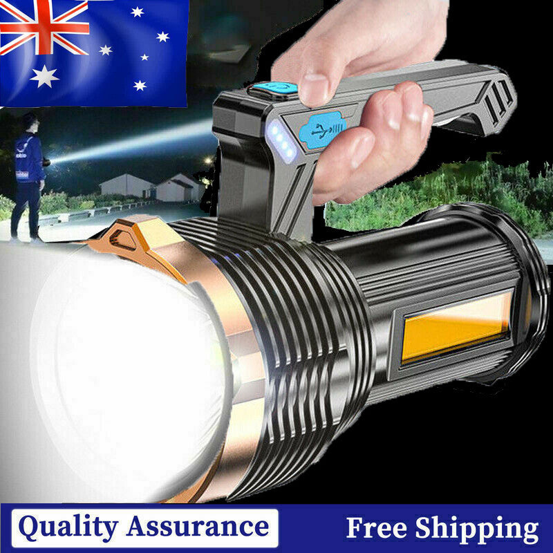 LED Torch USB Rechargeable COB Flashlight Spotlight Camping Light Emergency Lamp 8 Modes Waterproof Work Light