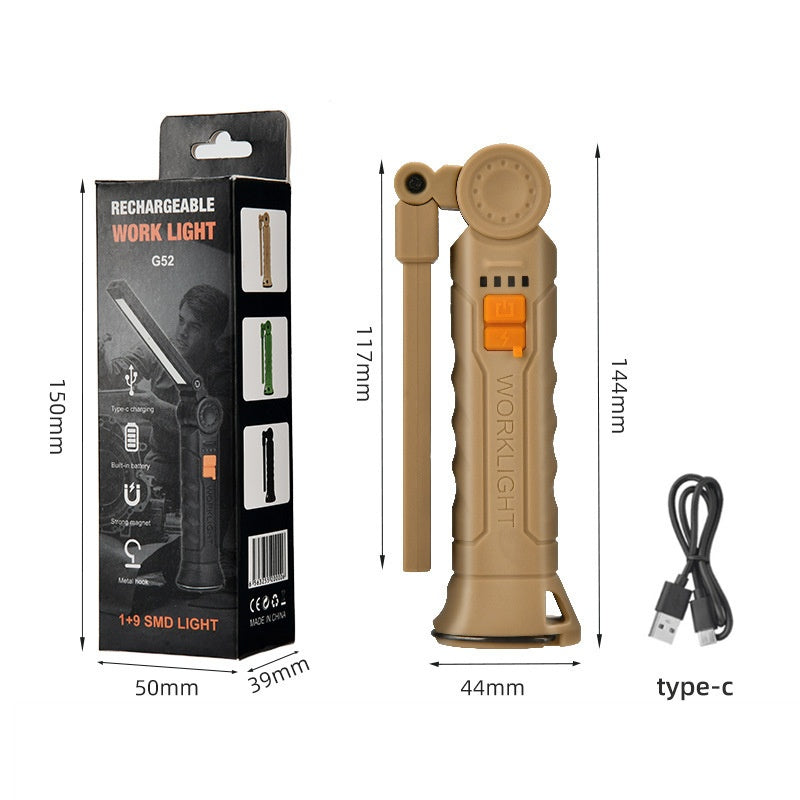 Rechargeable LED COB Work Light Mechanic Flashlight Lamp Magnetic Folding Torch Camping Light