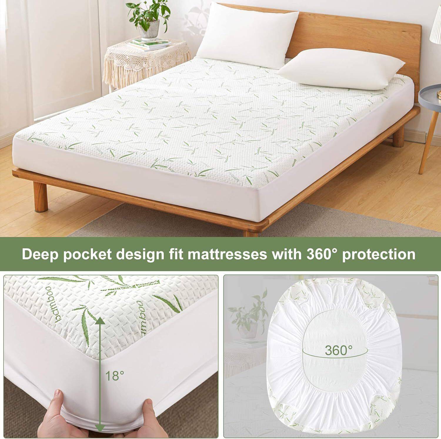 Waterproof Bamboo Fully Fitted Mattress Protector Single KS Double Queen King