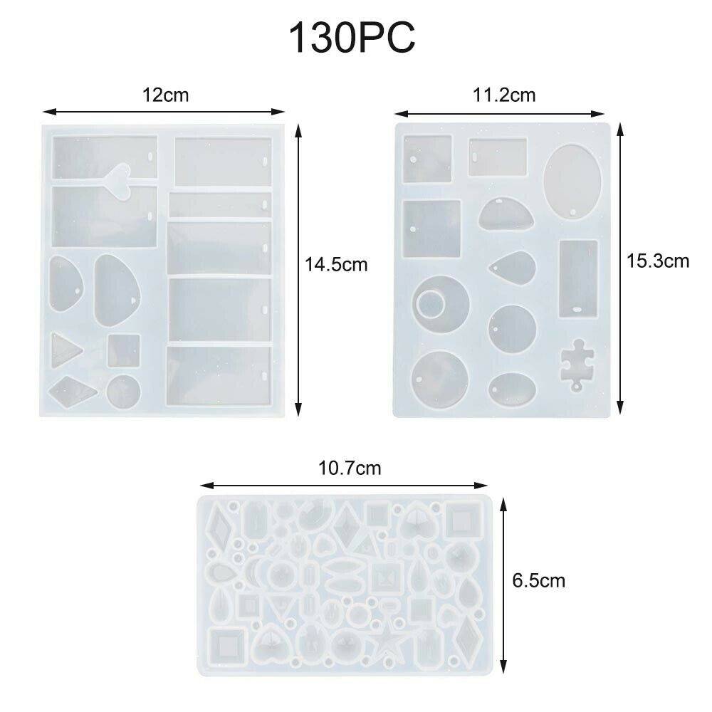 130pcs Silicone Earring Pendant Mold Necklace Jewelry Resin Mould Casting Craft