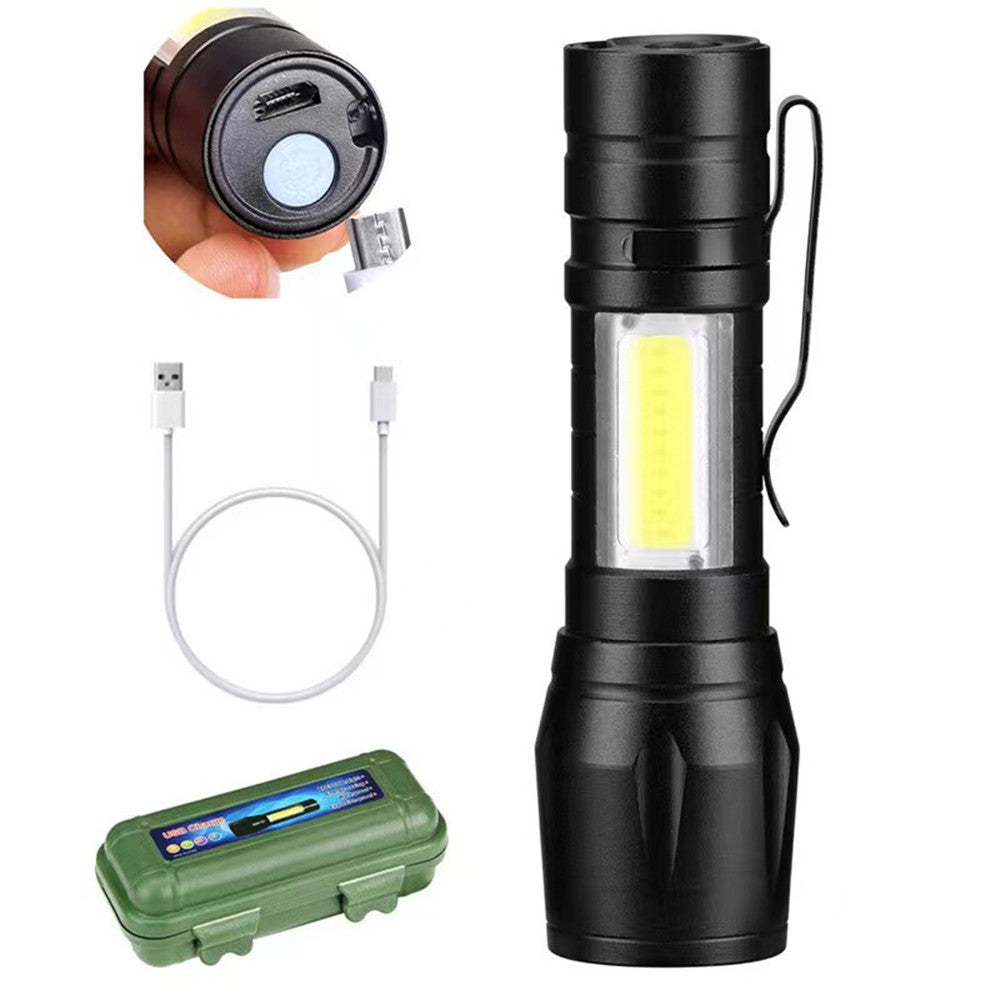 Telescopic Torch Flashlight Rechargeable Pen Light USB Charging Work Light For Camping