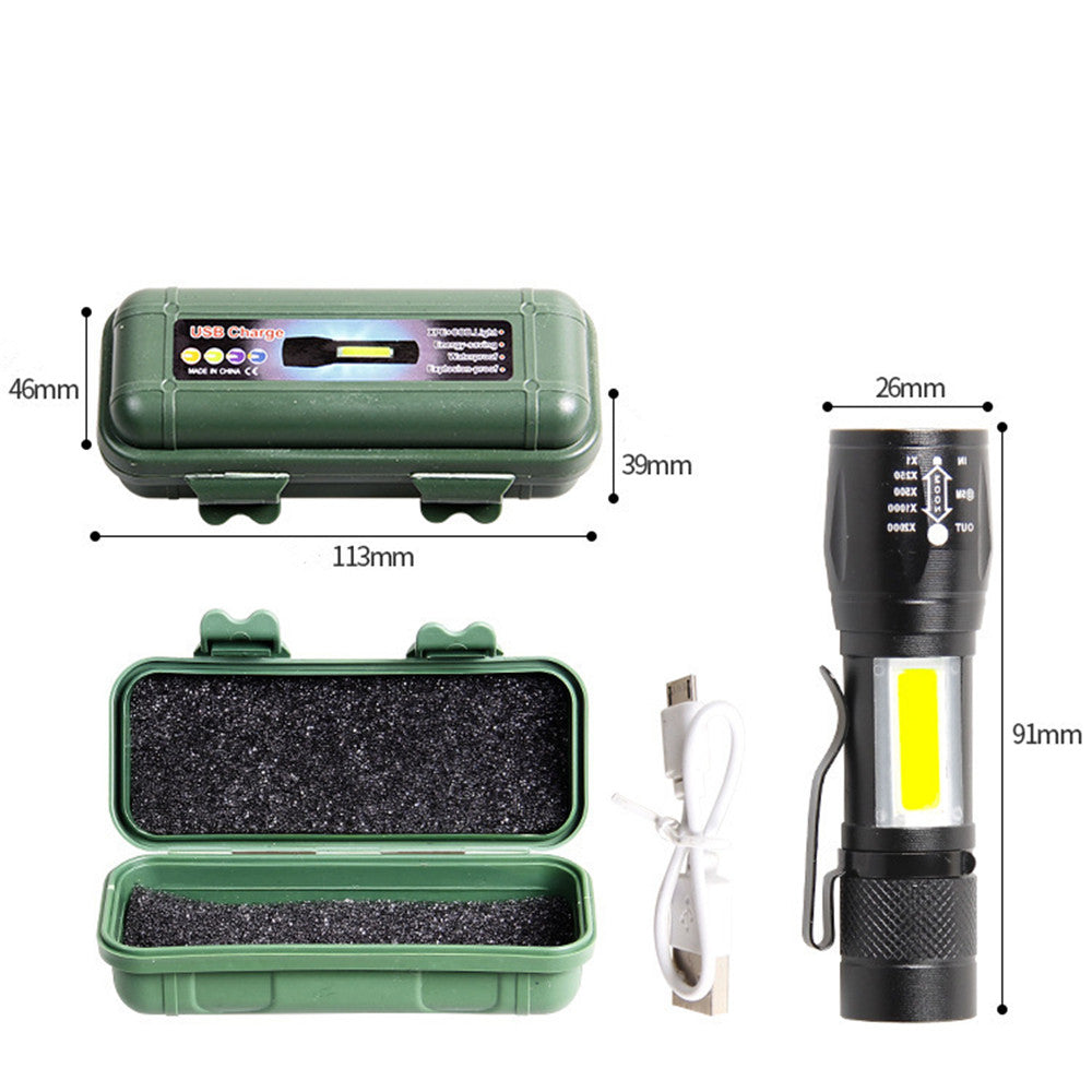 Telescopic Torch Flashlight Rechargeable Pen Light USB Charging Work Light For Camping