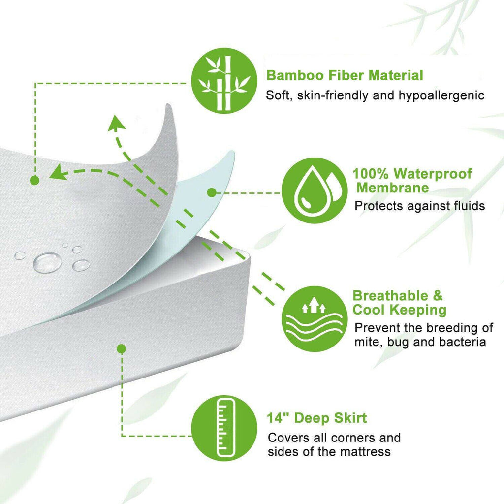 Waterproof Bamboo Fully Fitted Mattress Protector Single KS Double Queen King