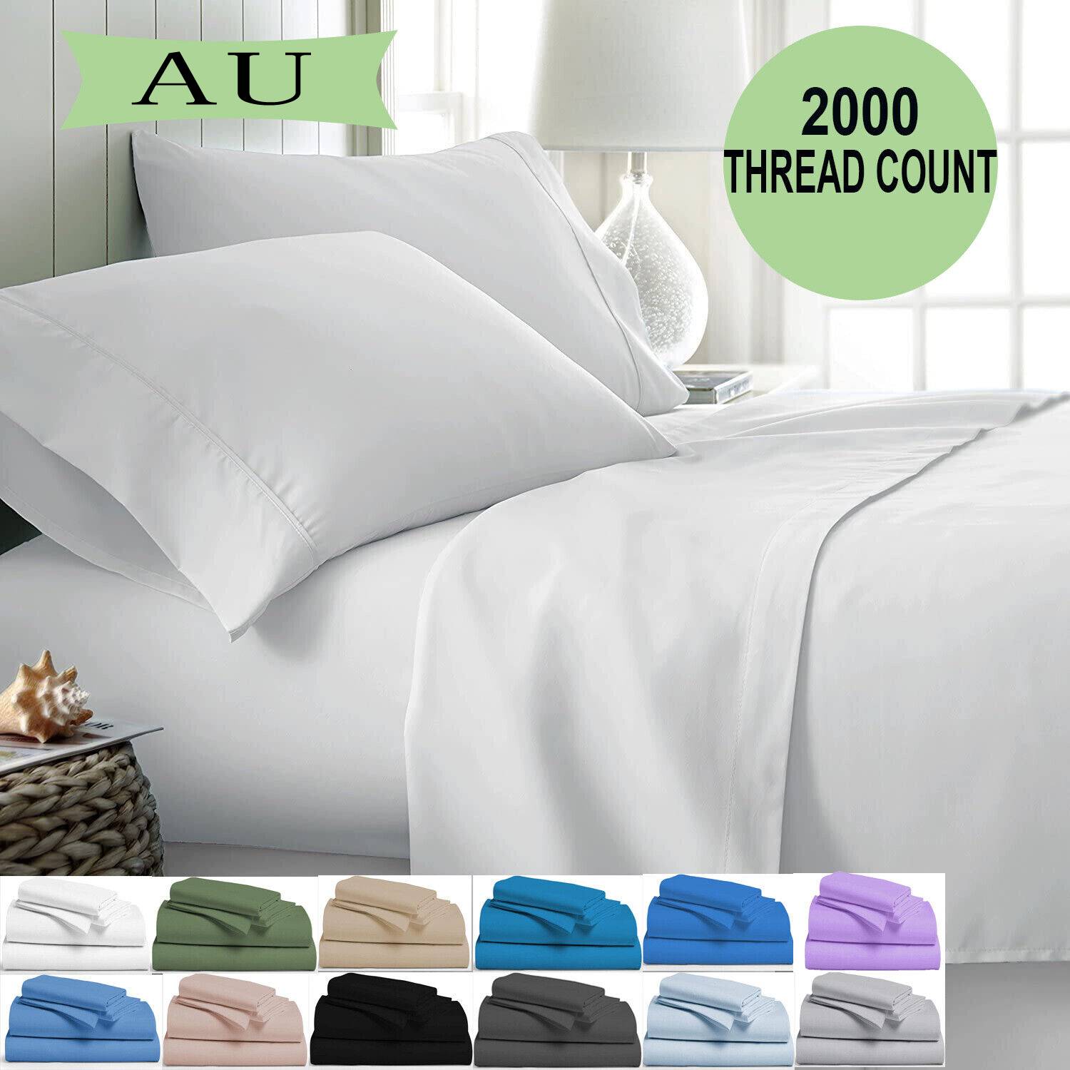 2000TC 4 Piece Bed Sheet Set Flat Lying Pillowcase