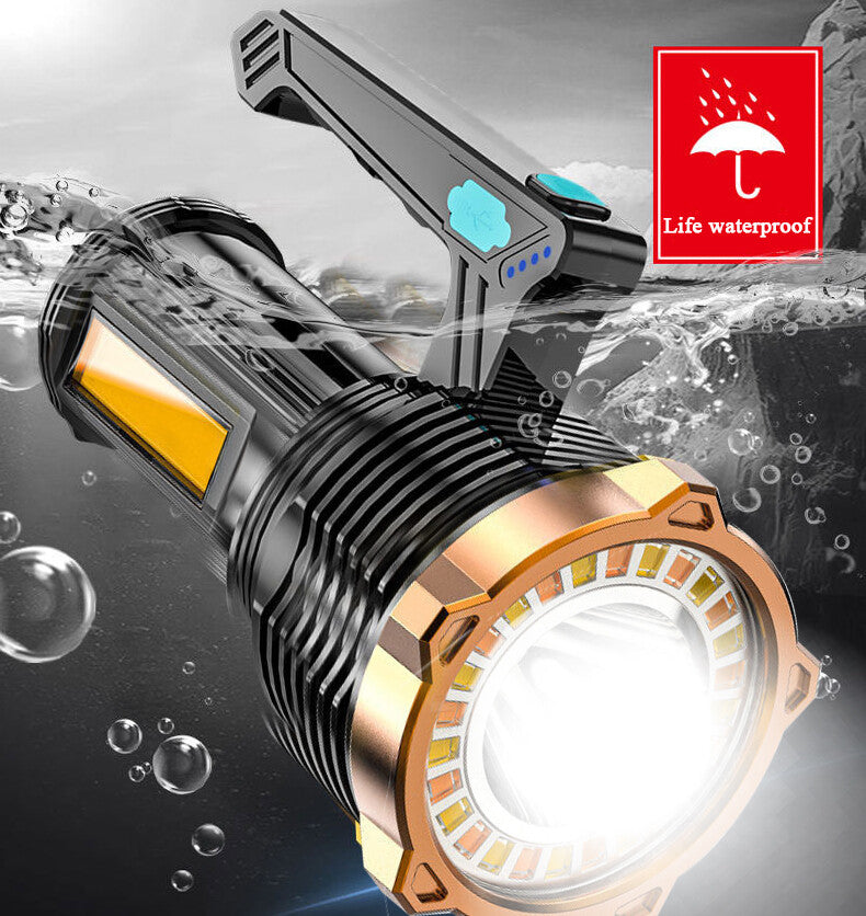 LED Torch USB Rechargeable COB Flashlight Spotlight Camping Light Emergency Lamp 8 Modes Waterproof Work Light