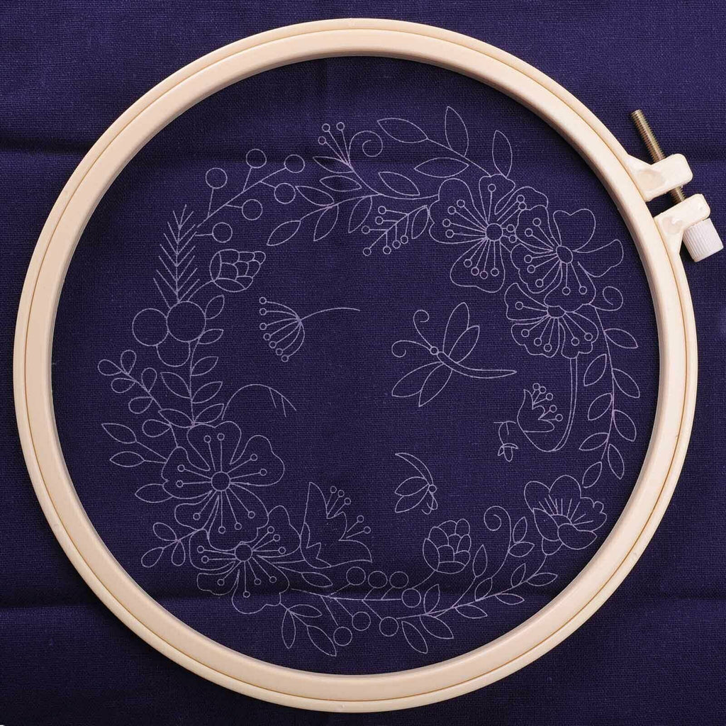 Embroidery Beginners DIY Cross  Kits Pre-Printed Floral Pattern With Hoop
