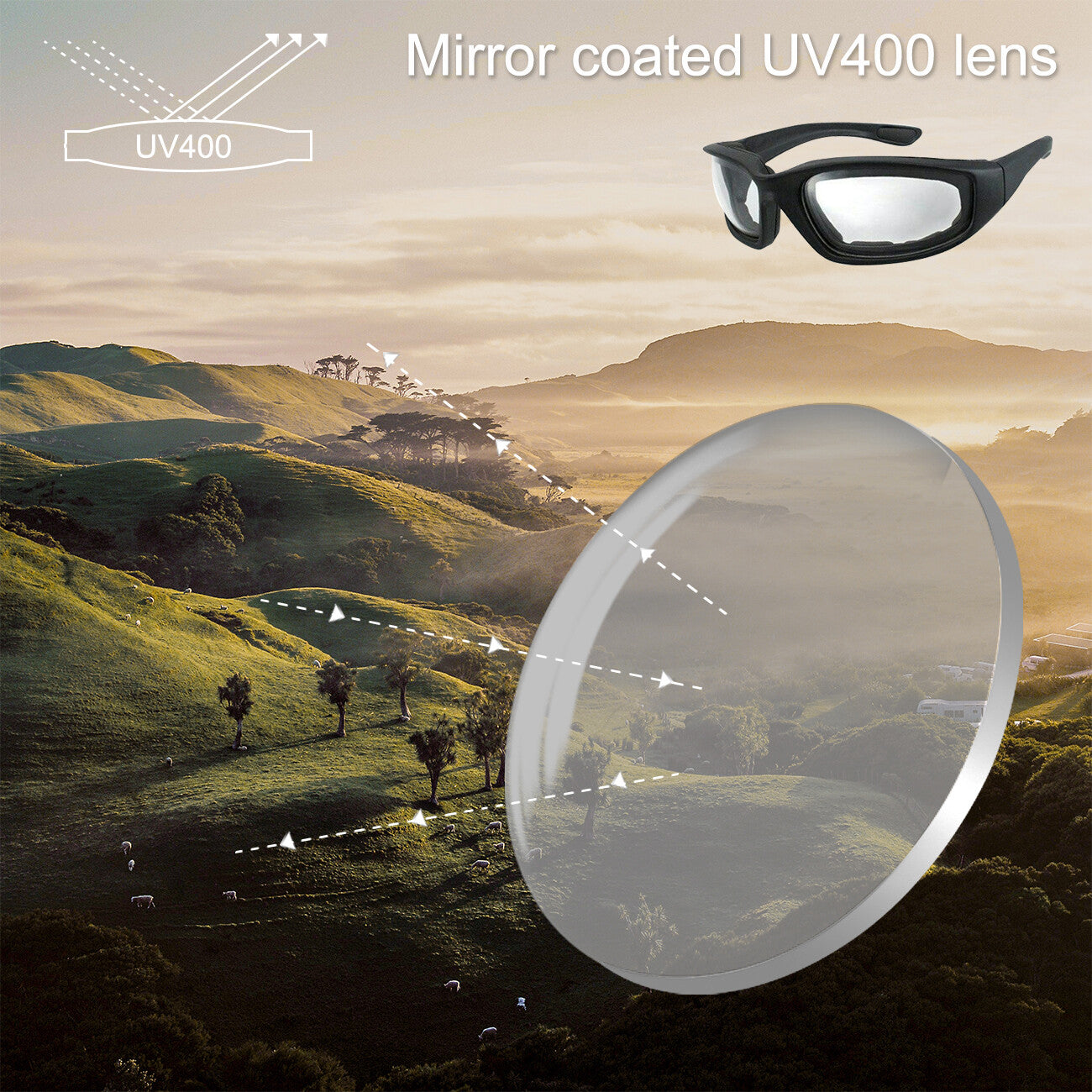 Cycling Sunglasses Chopper Outdoor Sports Glasses For Men Wrap Around UV400 Protection For Fishing Driving Glasses Windproof Biker Goggles