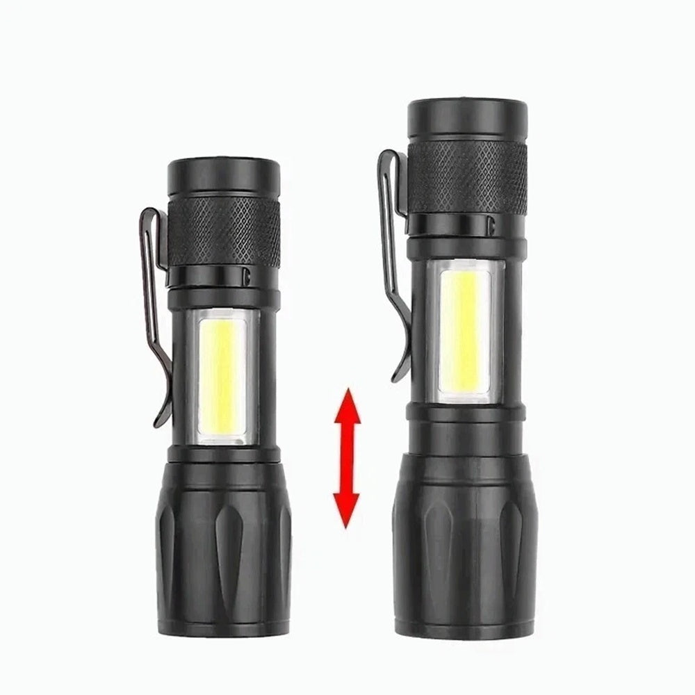 Telescopic Torch Flashlight Rechargeable Pen Light USB Charging Work Light For Camping