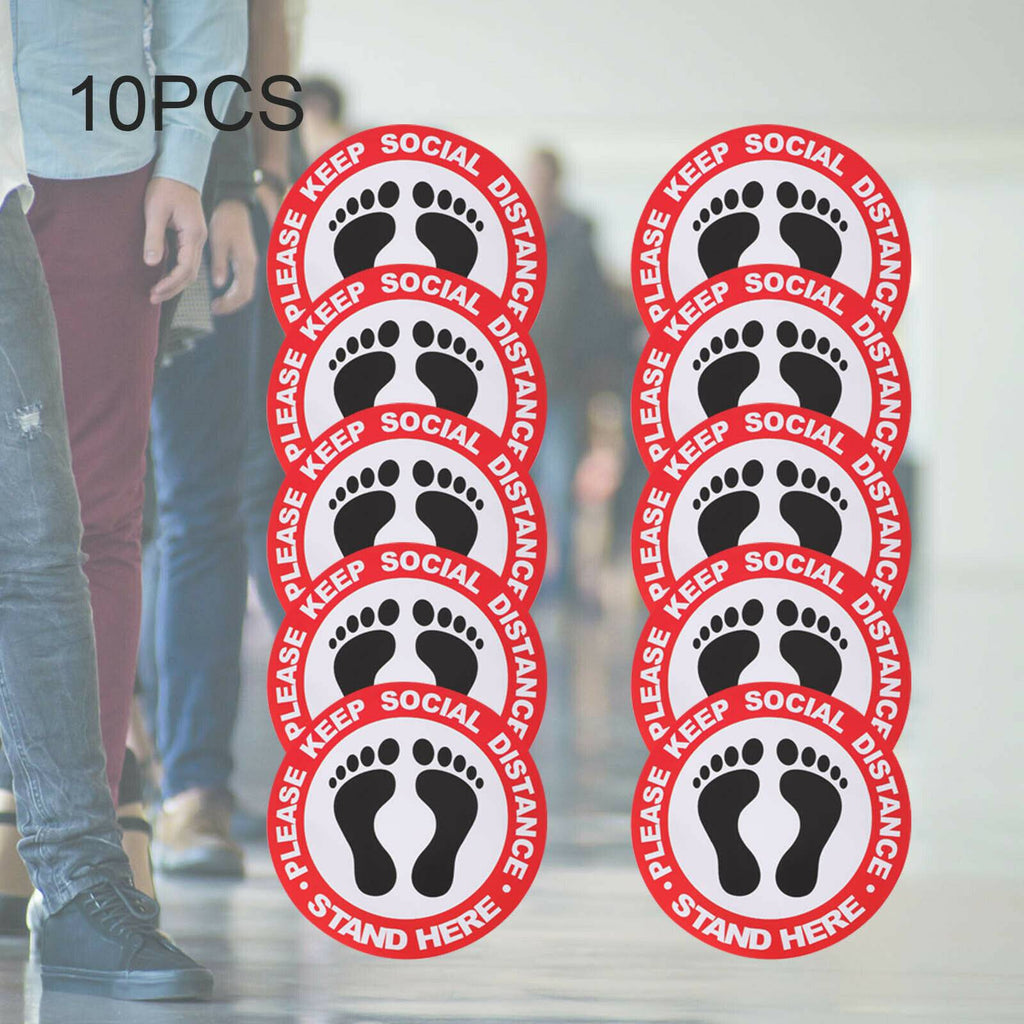 10 Pcs Social Distancing Floor Vinyl Sticker,1.5M Distance, Floor Sticker Decal
