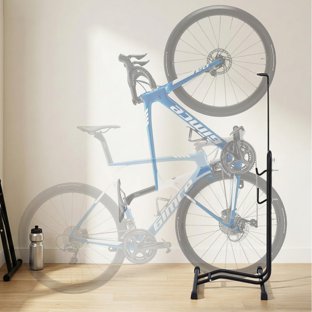 Weisshorn 4-in-1 Bike Parking Stand Vertical Floor Storage Rack for 24"-27.5" Bicycles, Adjustable Height Repair Maintenance Stand, Stable Indoor Garage Space Saver with Non-slip Rubber Feet