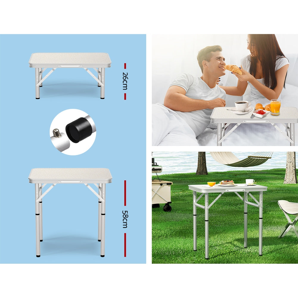 Weisshorn Folding Camping Table 60CM Adjustable Portable Outdoor Picnic Desk