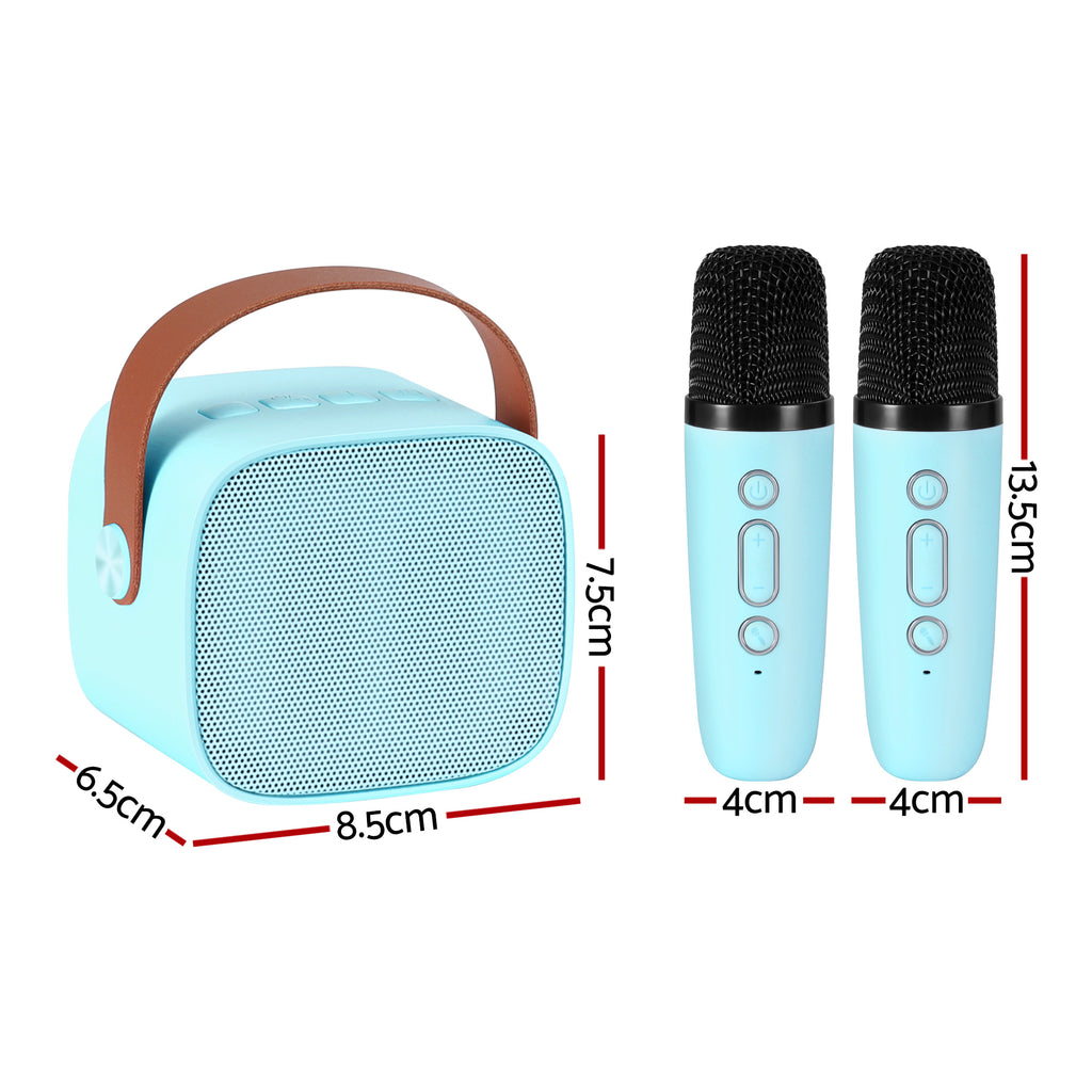 Alpha Mini Portable Karaoke Machine for Adults Kids with 2 Wireless Microphones