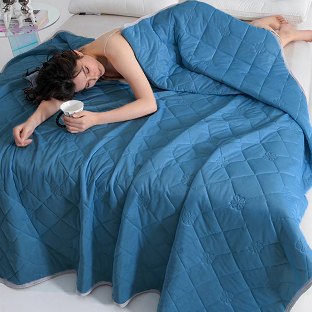 2025 New Cool Silk Ice Cream Summer Quilt Solid Color Printing Air Conditioner Quilt Machine Washable Water Washable Quilt