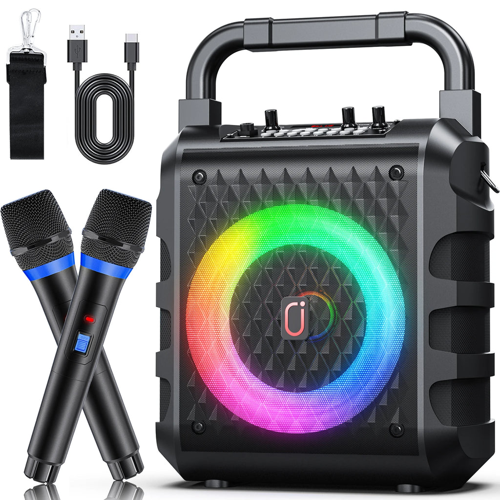 T18 Wireless Speaker, Portable Bluetooth Speaker with Microphone and LED Light, Karaoke Speaker Machine, Home Karaoke System