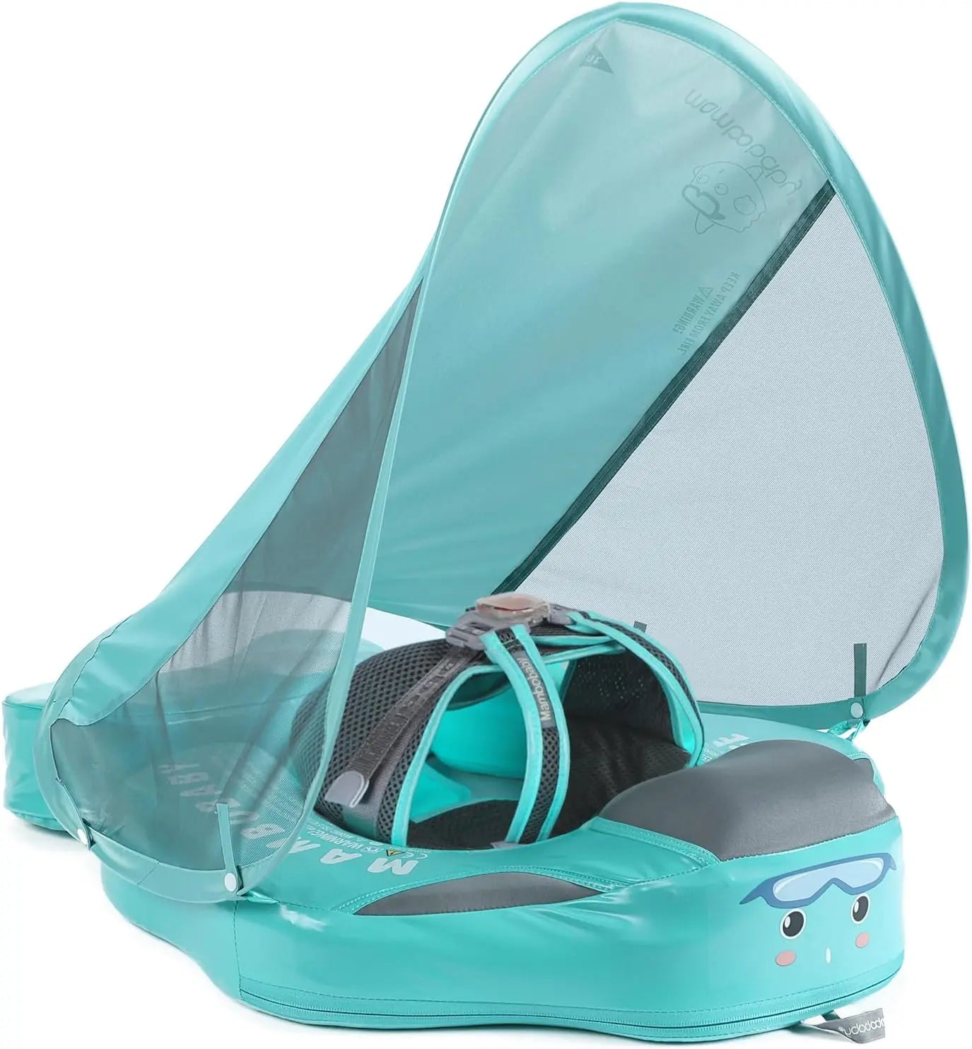 Mambobaby Float with UPF50+ Sun Canopy and Tail Non-Inflatable Baby Swimming Float Swim Trainer Pool Toy for Baby 3-24 Monthso