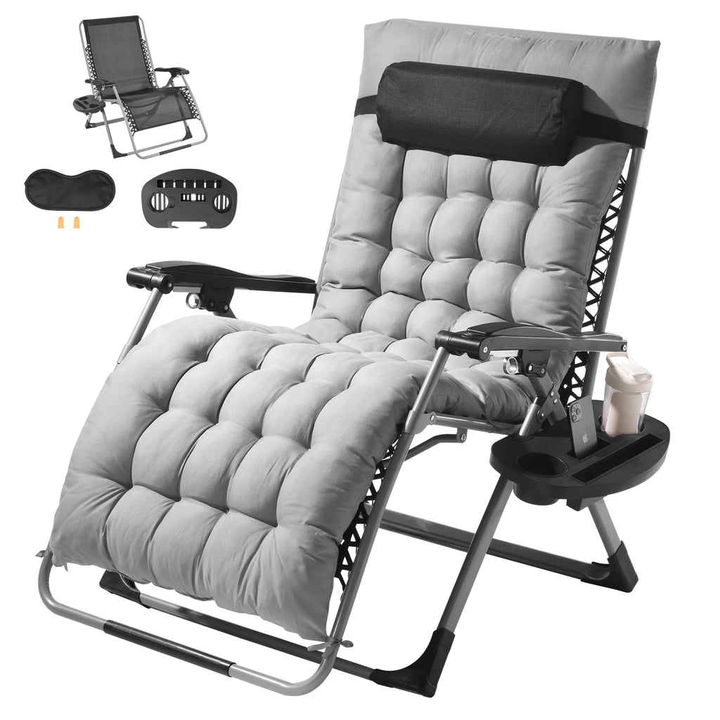 SucceBuy Zero Gravity Chair Zero Gravity Recliner Lounge Chair Adjustable Anti Gravity Chair with Cushion Footrest & Cupholder