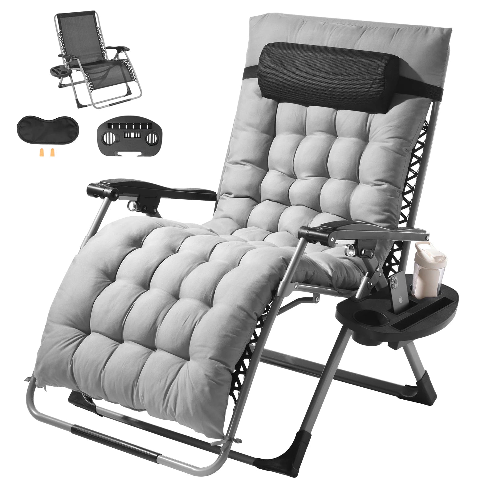 SucceBuy Zero Gravity Chair Zero Gravity Recliner Lounge Chair Adjustable Anti Gravity Chair with Cushion Footrest & Cupholder