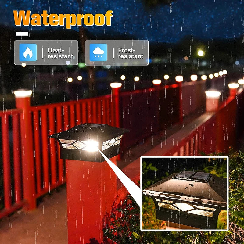 Solar Post Lamp 3000K/6000K Outdoor Garden Fence Pillar Head Light For Villa Gate Landscape Decoration IP65 Column Lamp