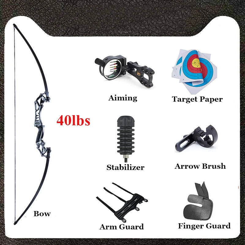 Hunting Bow Take-down Bow for Shooting Archery Recurve Bow with Aiming Point Outdoor Sports Shooting 20/30/40/50lbs