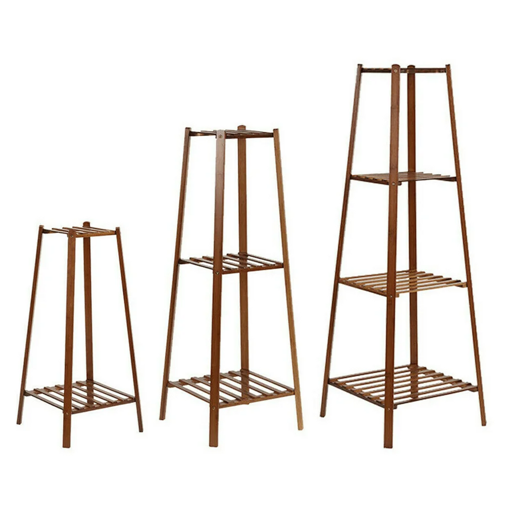 Tiered Bamboo Plant Pot Holder Tall Plant Display Shelf Flower Stand Indoor
