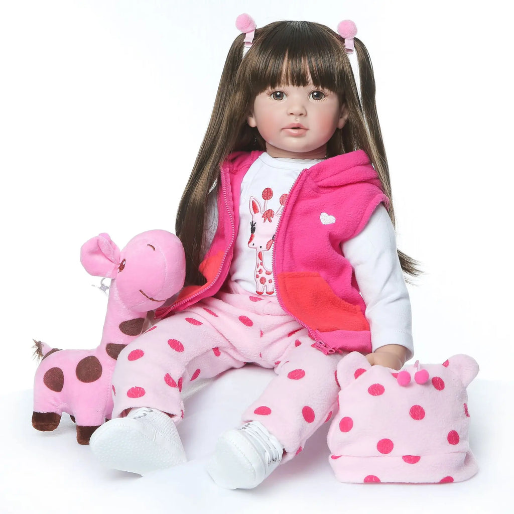 Reborn Toddler Dolls 22 inch 55cm Soft Silicone Vinyl Realistic Reborn Dolls Girls with Long Hair