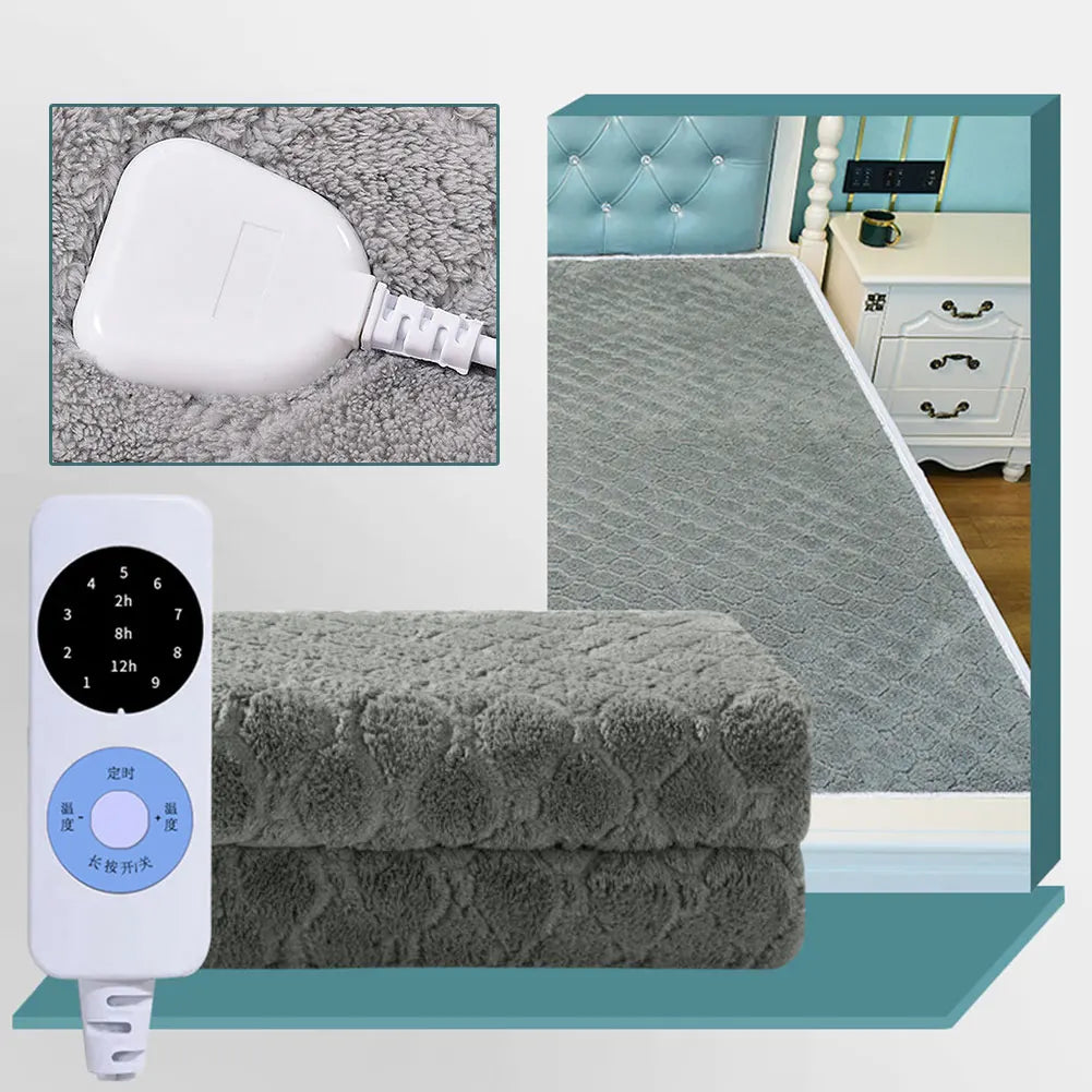 Intelligent Electric Heated Blanket Portable Smart Body Warmer Single Double Velvet Plush for Home Office Bedroom Camping ﻿
