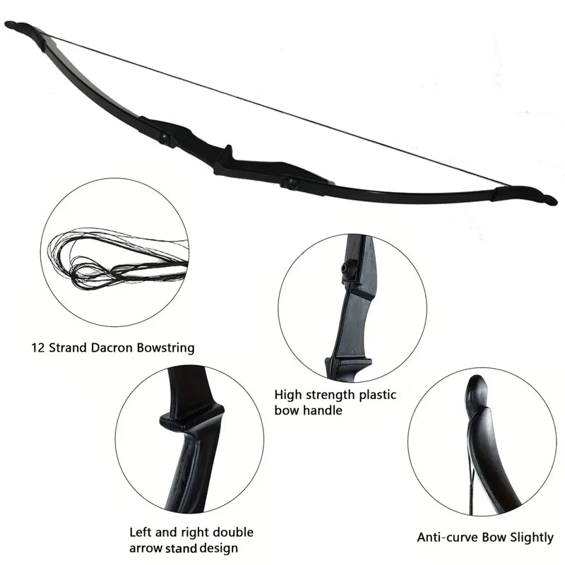 40Lbs Archery Bow Takedown Recurve Bow Hunting Black Long Bow for Beginner Right Left Hand Outdoor Shooting Target Practice