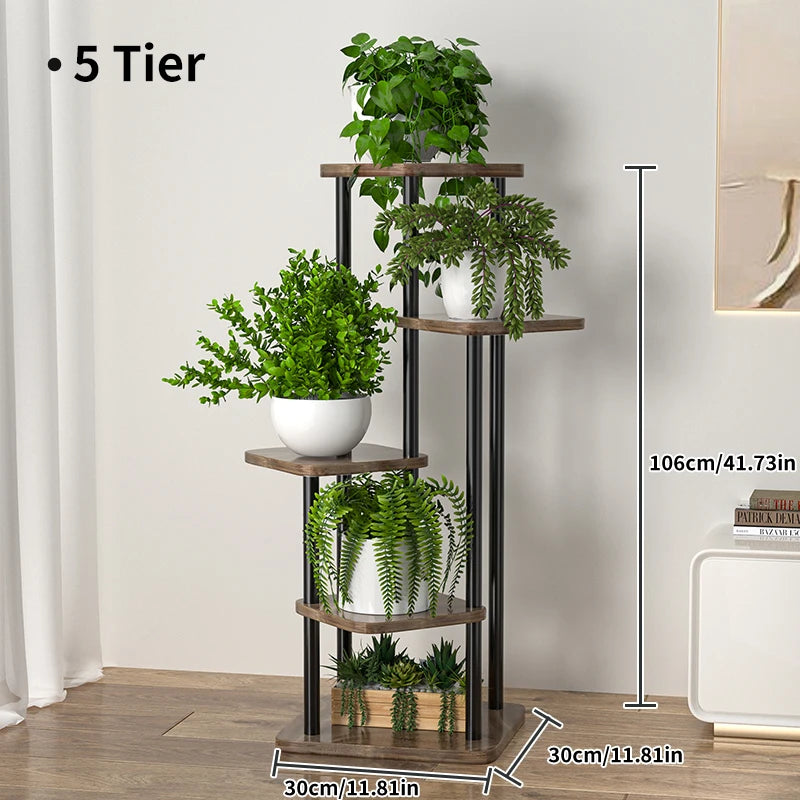 Plant Stand - All-Season Outdoor Flower Shelf With Multi-Tier Space-Saving Design For Balcony, Garden & Patio Living Room