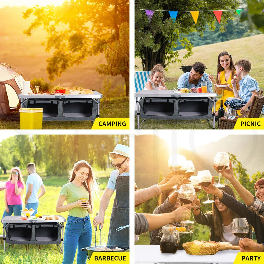 PORIYA Folding Camping Table Picnic Outdoor Foldable Tables Aluminium Portable BBQ Desk