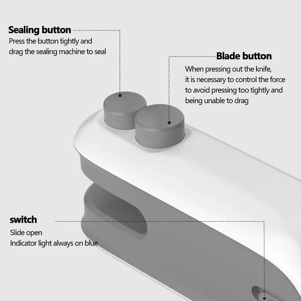 2 In 1 Sealer Cutter Multifunctional Mini Bag Sealer Portable Resealer Machine Handheld Bag Sealing Machine for Plastic Bags