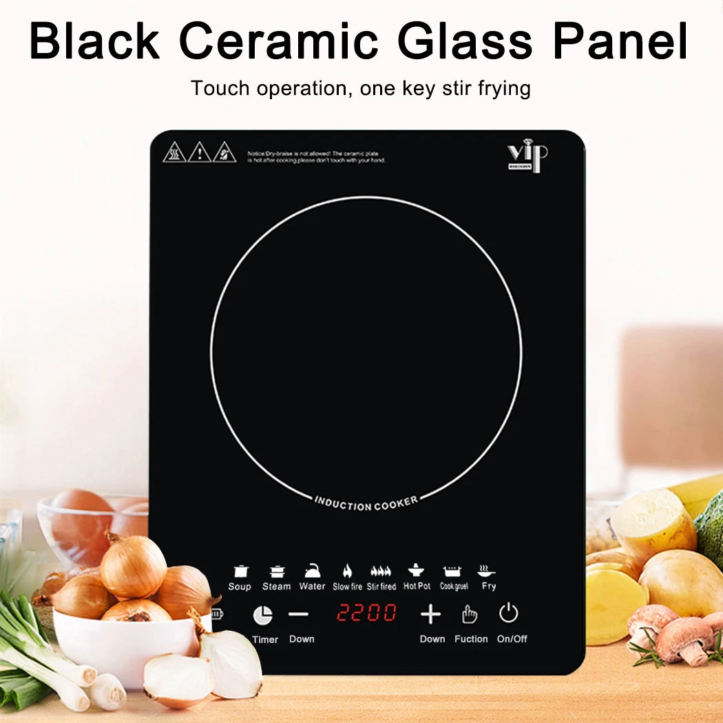 2200W Electric Induction Cooktop Portable Ceramic Glass Cook Top Kitchen Cooker