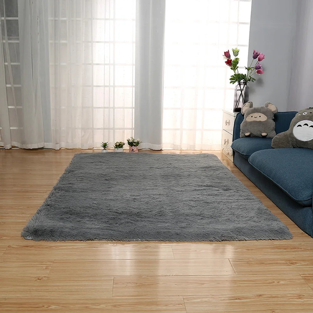 Floor Rug Fluffy Area Carpet Shaggy Extra Soft Thicken Pads Living Room Bedroom
