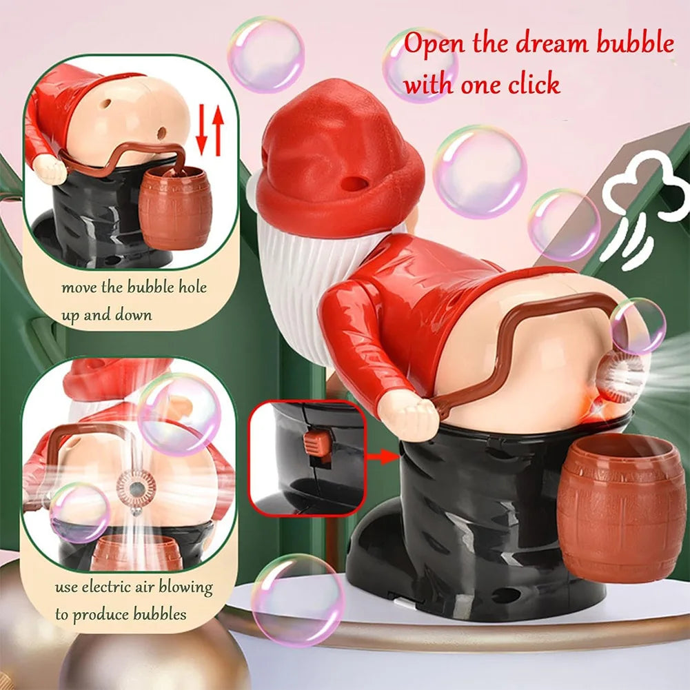 Santa Claus Bubble Machine Christmas Gnomes Bubble Machine Funny Bubble Blower Automatic Fart Bubble Blower Toy Party Favors