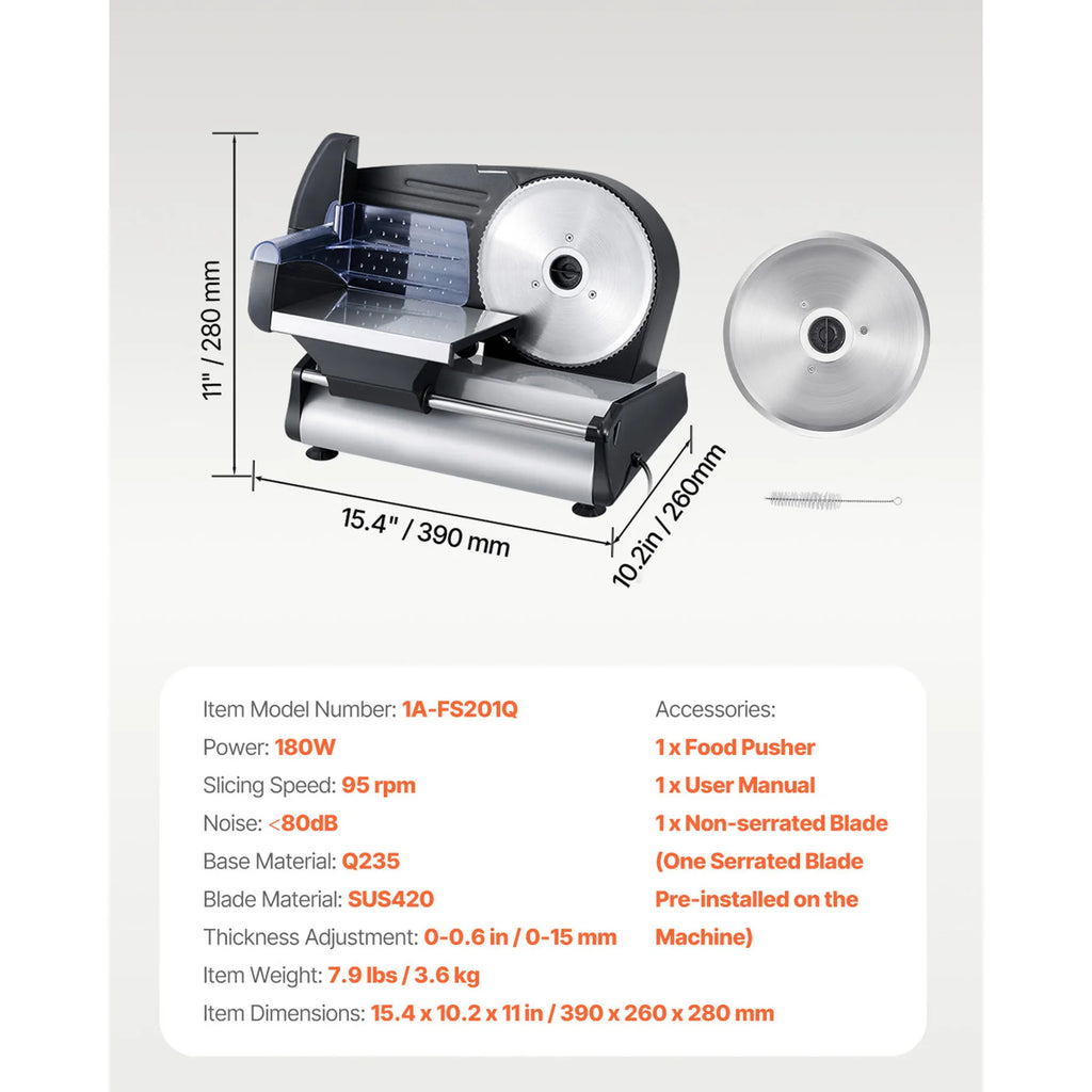 SucceBuy Meat Slicer 180 W&7.5 inch Electric Deli Food Slicer Meat Cutter w/ two Premium SUS420 Blades for Meat Cheese Home Use