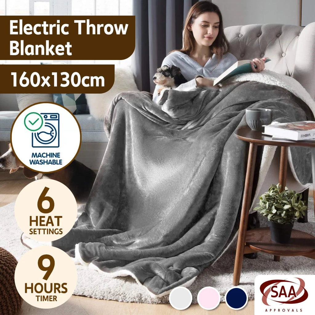 PORIYA Electric Heated Throw Heated Blanket Warm Washable Flannel Heating Blanket