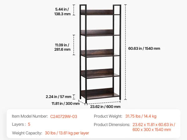 SucceBuy Metal Bookshelf 3-14-Tier Tall Industrial Bookshelf Vintage Display Storage Bookcase with Open Shelves to Home Office