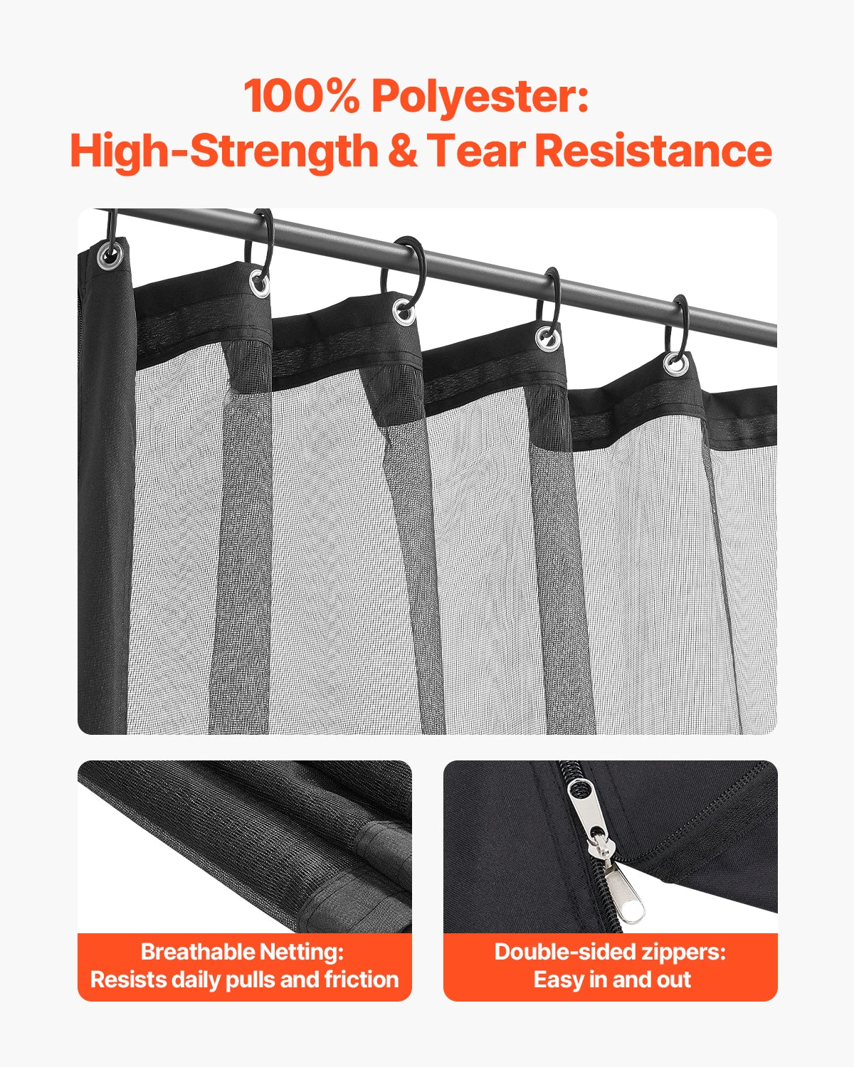SucceBuy Gazebo Netting Replacement Outdoor Garden Gazebo Net 4-Panel Sidewall Mesh Gazebo Curtain Double Zipper for Garden