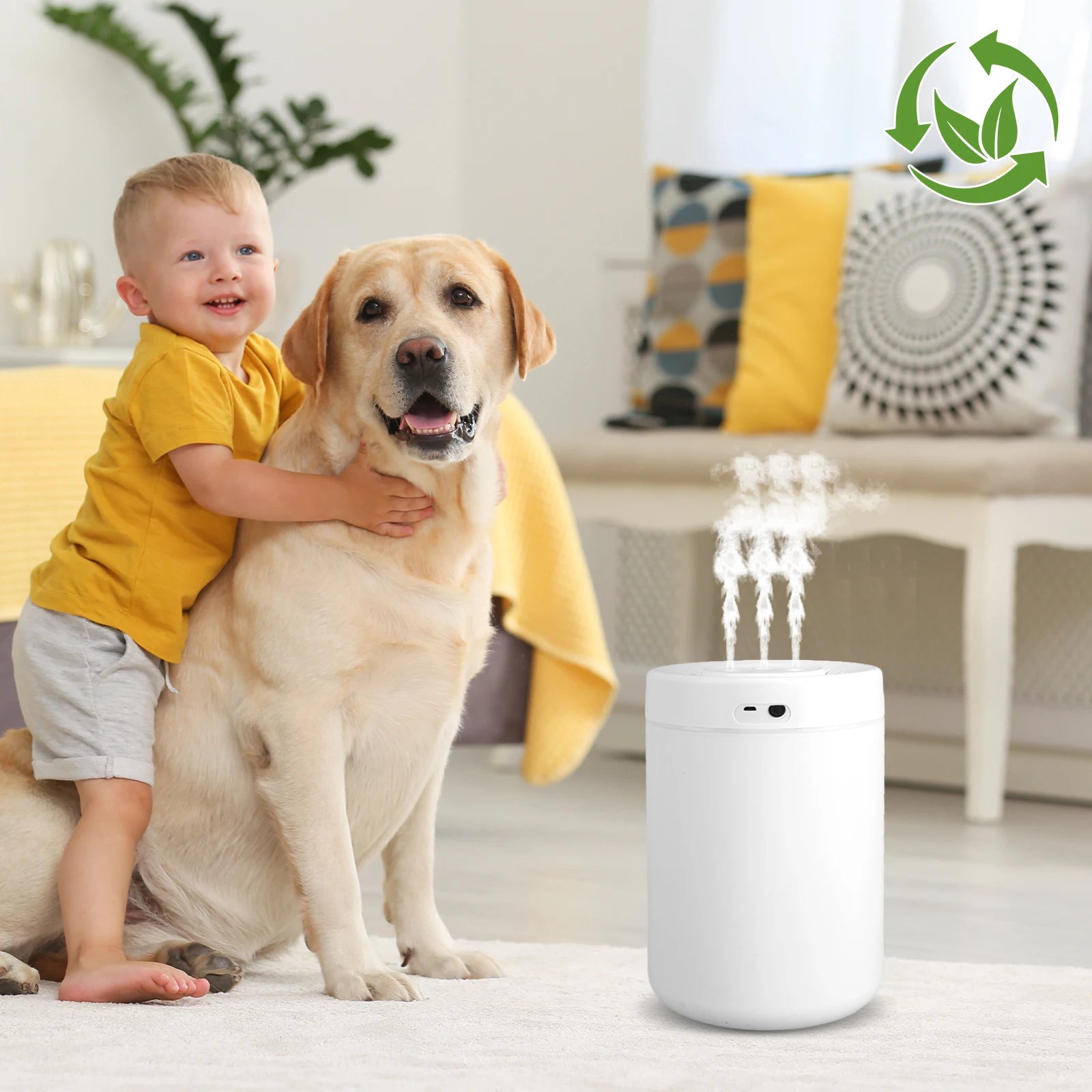 3L Electric Aroma Diffuser USB Rechargeable Mute Water Supplement Humidifier LED Portable Ultrasonic Sprayer for Bedroom Desktop