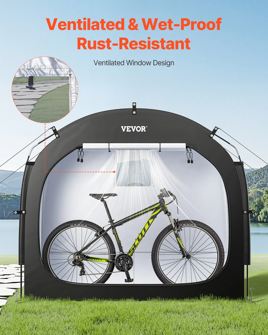 SucceBuy Bike Storage Tent Outdoor Waterproof Spacious Bike Storage Tent with Ventilated Window High Strength Fiberglass
