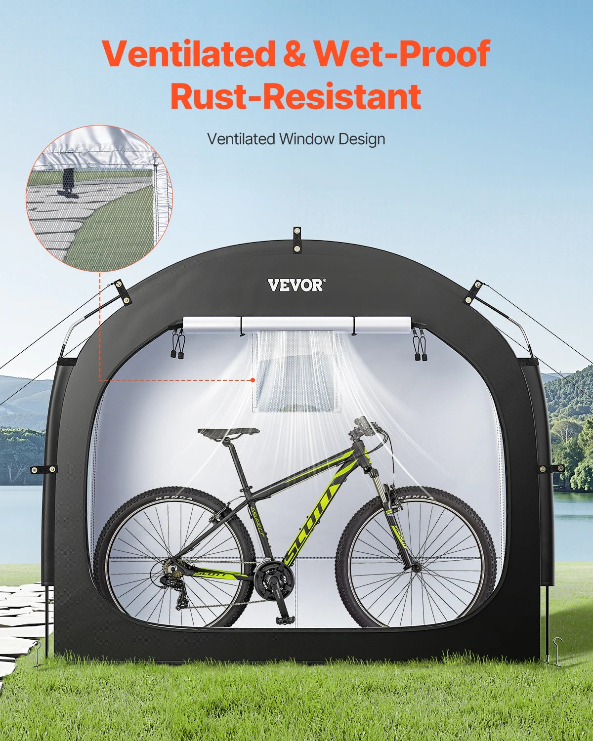 SucceBuy Bike Storage Tent Outdoor Waterproof Spacious Bike Storage Tent with Ventilated Window High Strength Fiberglass