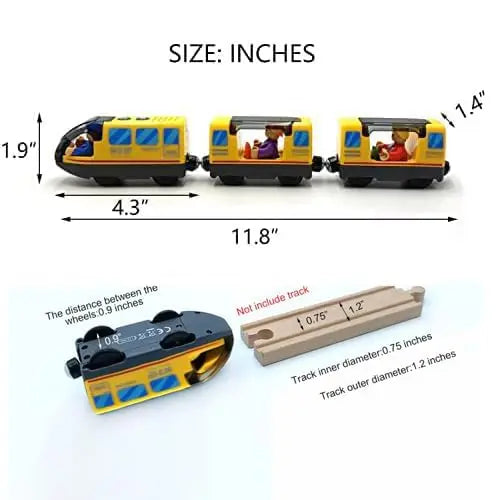 Battery Operated Locomotive Train Set for Wooden Train Tracks Magnetic Connection, Powerful Engine Bullet Train Set