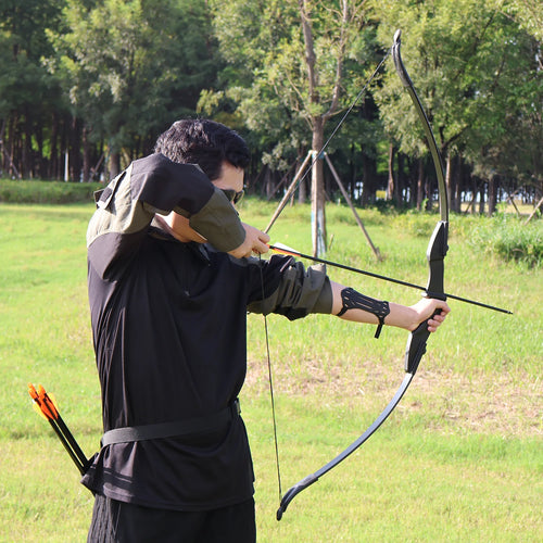 40Lbs Archery Bow Takedown Recurve Bow Hunting Black Long Bow for Beginner Right Left Hand Outdoor Shooting Target Practice