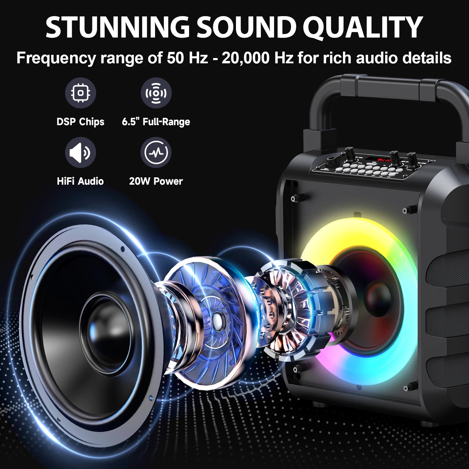 T18 Wireless Speaker, Portable Bluetooth Speaker with Microphone and LED Light, Karaoke Speaker Machine, Home Karaoke System