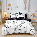 3Pcs Black White Branch Duvet Cover Set,Minimalist Leaf Bedding,Soft Microfiber Quilt Cover,Modern Bedroom Decor,AU/Local Stock